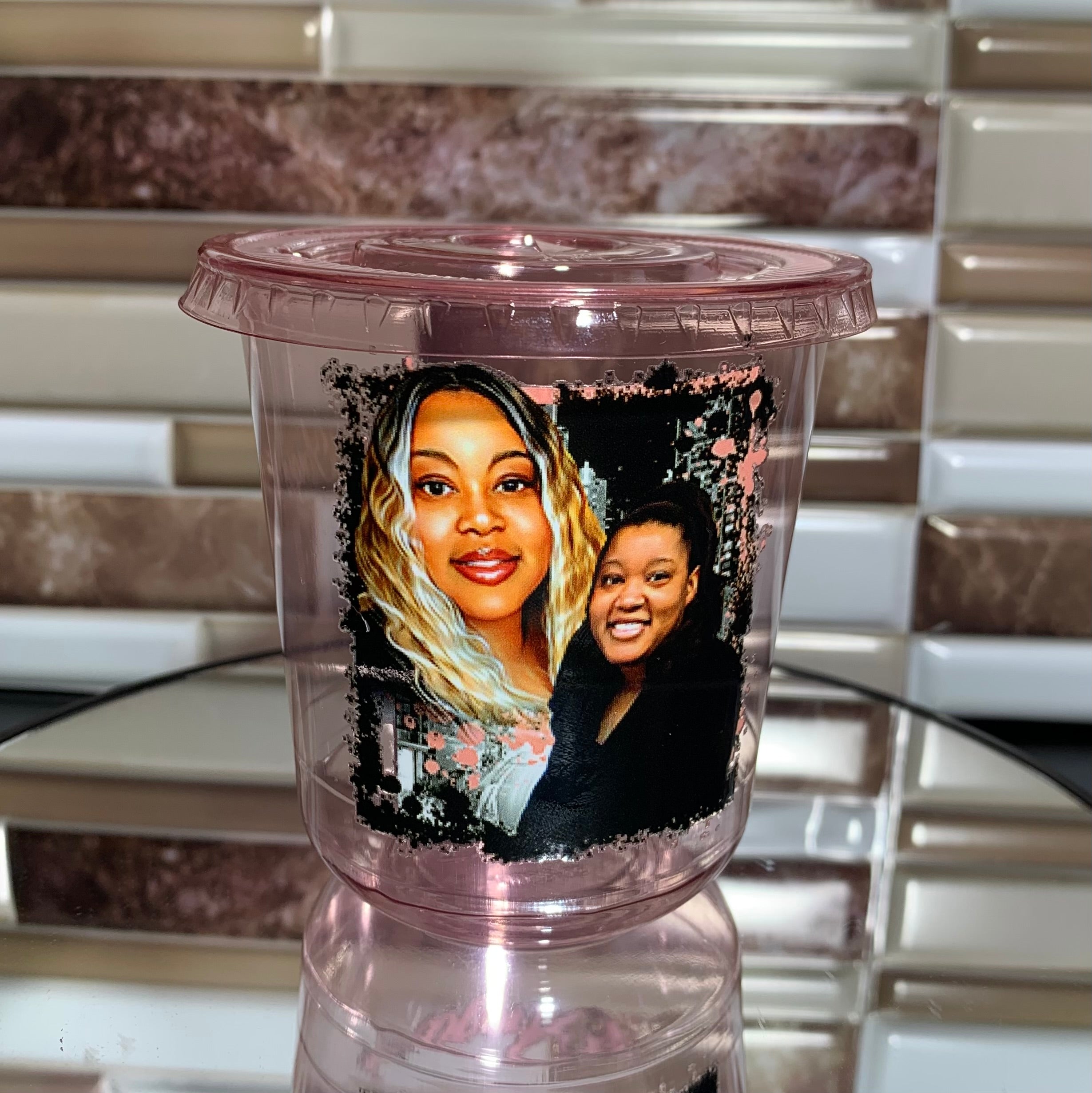 Personalized Round Bottom Disposable Plastic Cups with Lid and Straw - 12oz - Minimum of 25
