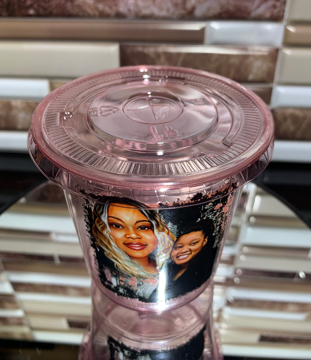 Personalized Round Bottom Disposable Plastic Cups with Lid and Straw - 12oz - Minimum of 25