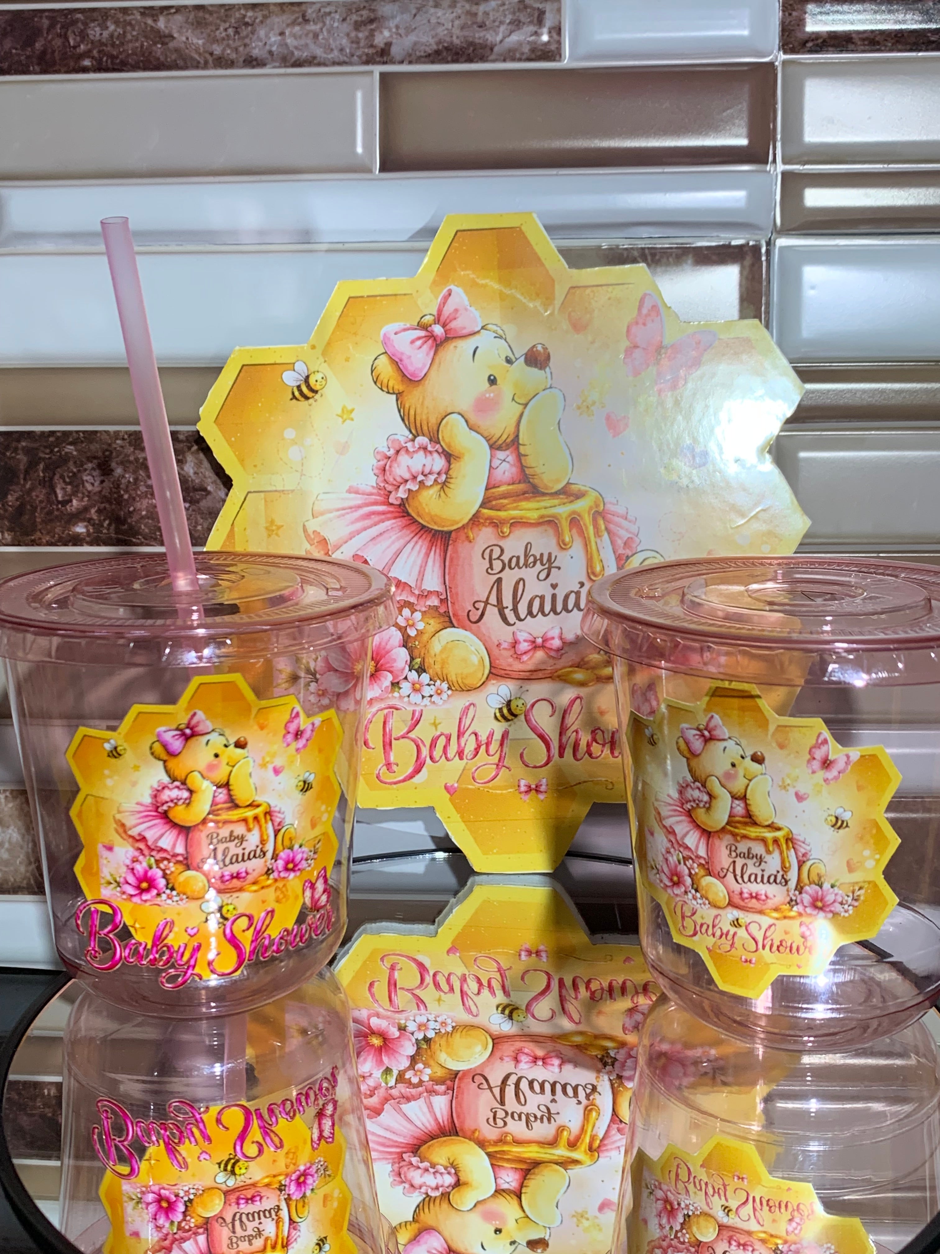 Personalized Round Bottom Disposable Plastic Cups with Lid and Straw - 12oz - Minimum of 25
