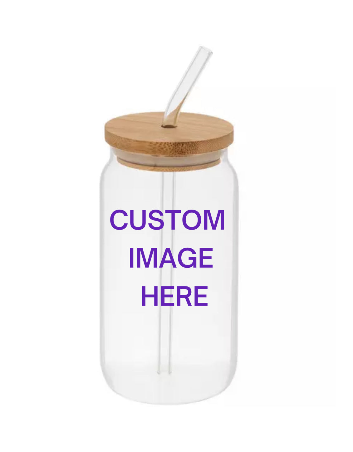 Personalized Design on 16oz Glass Cup (Glass Straw & Wooden lid included)