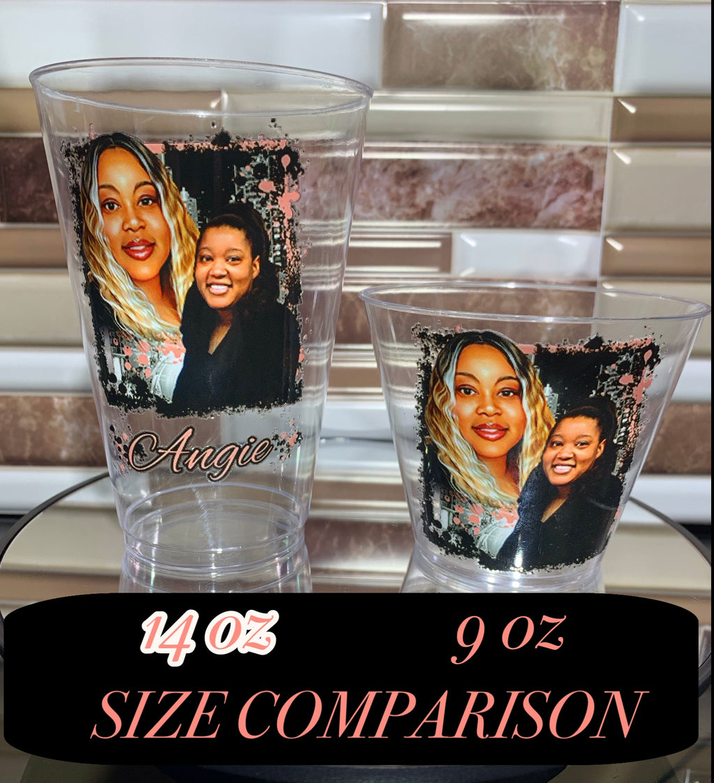 Personalized Design on Clear Disposable Plastic Cups 14oz - Minimum of 25