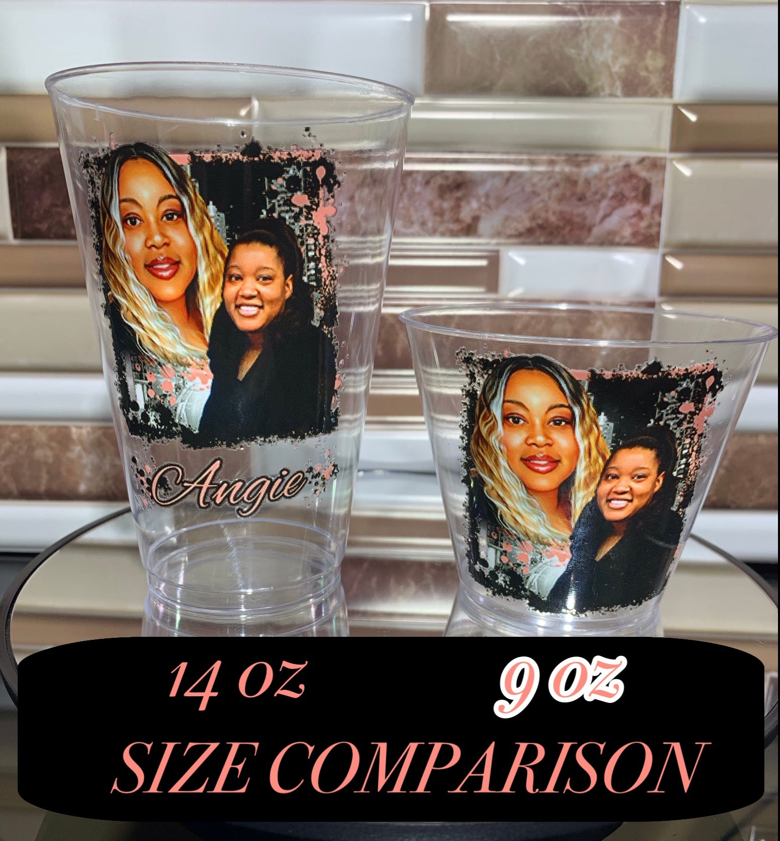 Personalized Design on Clear Disposable Plastic Cups- 9oz - Minimum of 25