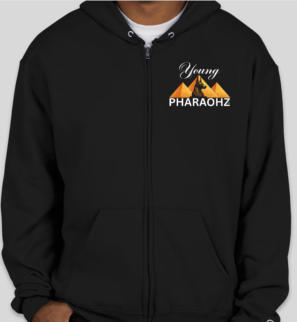 Young Pharaohz® Brand - Long Sleeve Hooded Sweatshirt - Full Zip ( Male Pharaoh )