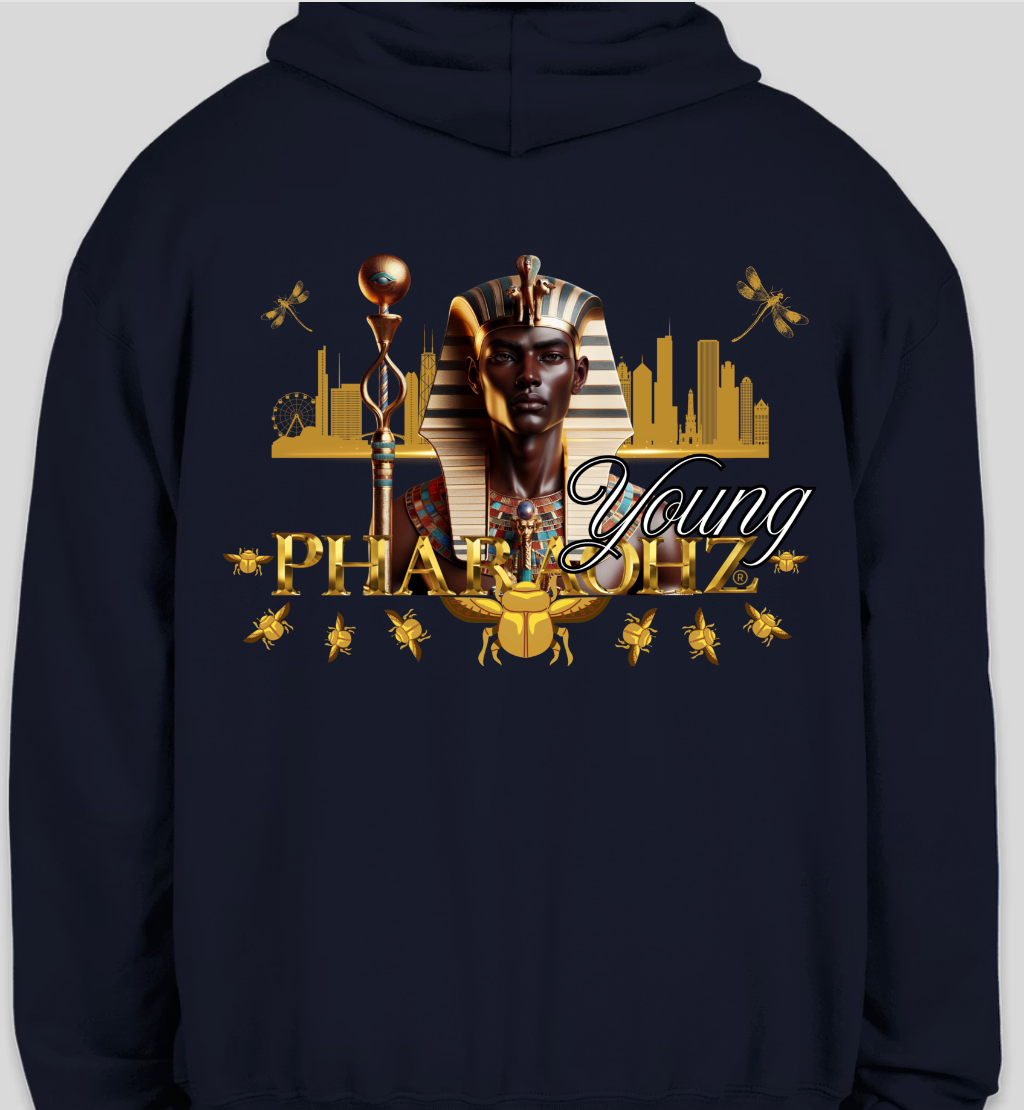 Young Pharaohz® Brand - Long Sleeve Hooded Sweatshirt - Full Zip ( Male Pharaoh )