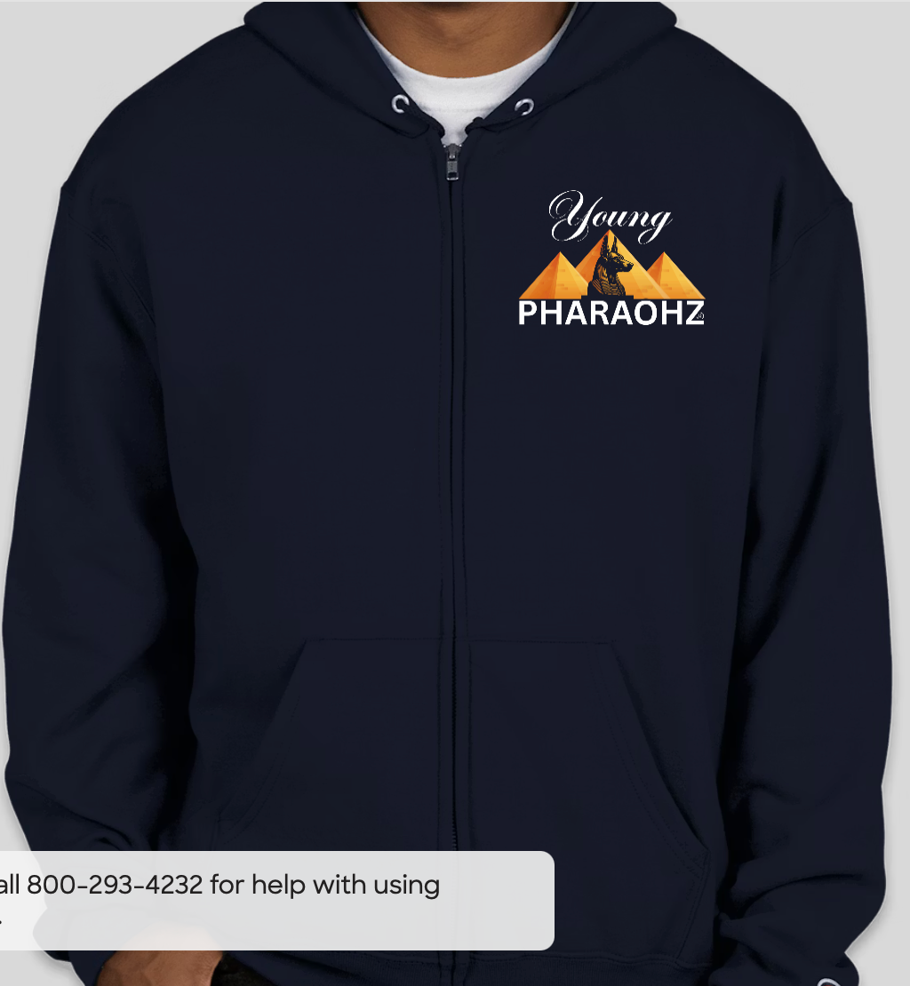 Young Pharaohz® Brand - Long Sleeve Hooded Sweatshirt - Full Zip ( Male Pharaoh )