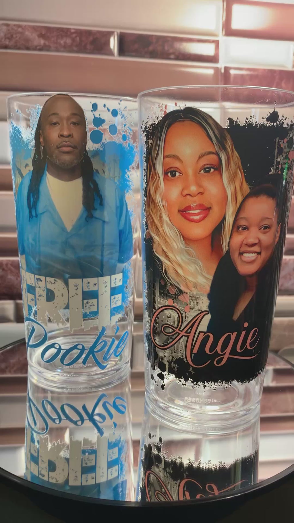 Personalized Design on Hard Plastic Cup -18oz -Set of 4